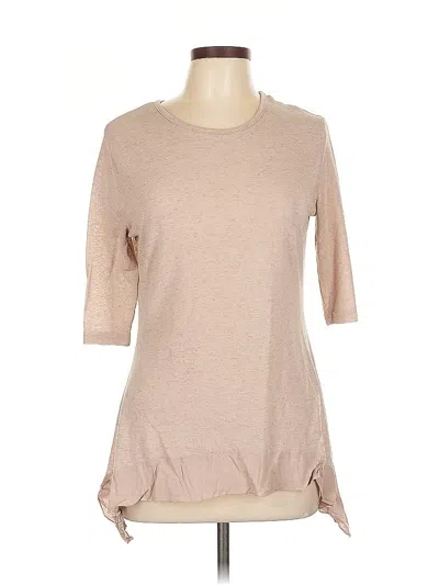 Pre-owned Simply Noelle 3/4 Sleeve Top Tan Boatneck Tops In Brown