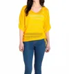 Simply Noelle Crochet Drawstring Top In Canary In Yellow