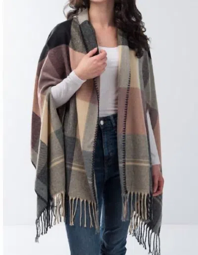 Simply Noelle Large Plaid Scarf Wrap In Mauve In Multi