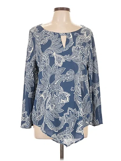 Pre-owned Simply Noelle Long Sleeve Blouse In Blue