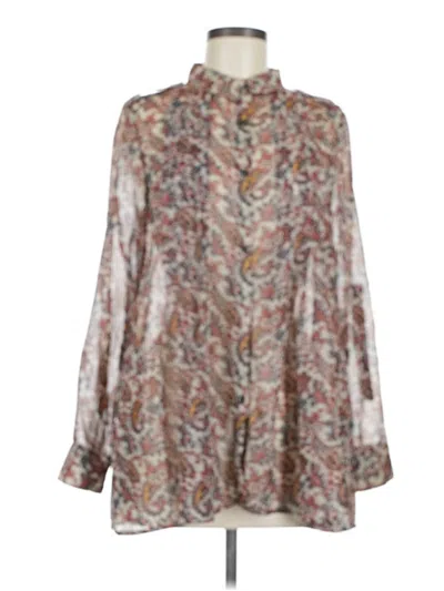Pre-owned Simply Noelle Long Sleeve Blouse In Brown