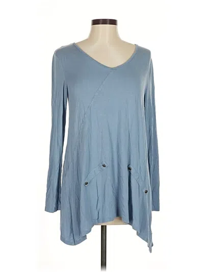 Pre-owned Simply Noelle Long Sleeve Top Blue V Neck Tops