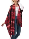 Simply Noelle Plush Plaid Scarf Wrap In Red In Red