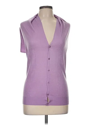 Pre-owned Simply Noelle Short Sleeve Top Purple Plunge Neckline Tops