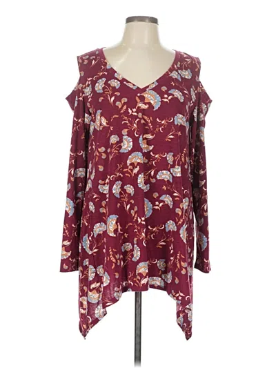 Pre-owned Simply Noelle Tank Top Burgundy Cold Shoulder Neckline Tops