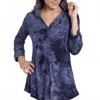 Simply Noelle Tie Dye Button Up Top In Navy In Blue