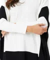Simply Noelle Two Tone Poncho In Ivory/black In Multi