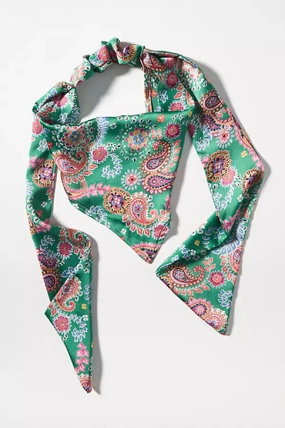 Simply Nova Satin Floral Hair Scarf In Green