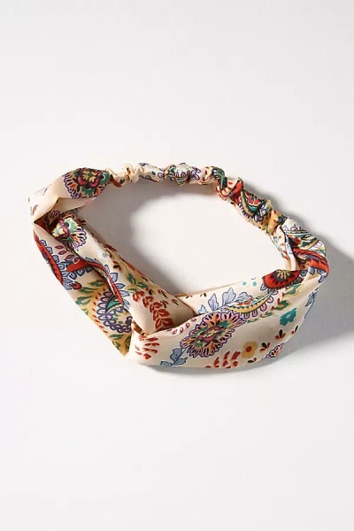 Simply Nova Satin Floral Headband In Beige