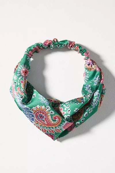 Simply Nova Satin Floral Headband In Green