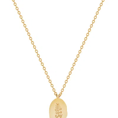 Simply Rhona August Month Engraved Flower Pendant In 18k Gold Plated Stainless Steel
