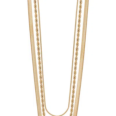 Simply Rhona Cascade Layered Chain Necklace In 18k Gold Plated Stainless Steel