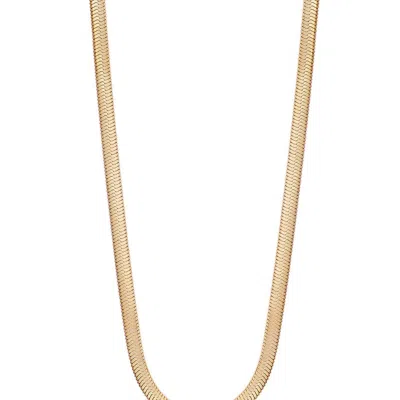 Simply Rhona Crystal Stone Herringbone Chain Necklace In 18k Gold Plated Stainless Steel