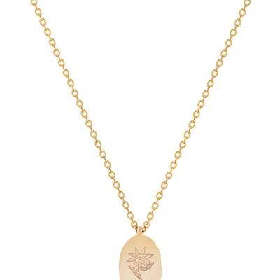 Simply Rhona December Month Engraved Flower Pendant In 18k Gold Plated Stainless Steel