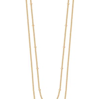 Simply Rhona Double Layer Drape Necklace In 18k Gold Plated Stainless Steel