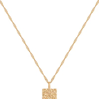 Simply Rhona Etched Pendant Necklace In 18k Gold Plated Stainless Steel