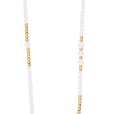 Simply Rhona Freshwater Pearl Bead Necklace In 18k Gold Plated Stainless Steel In White