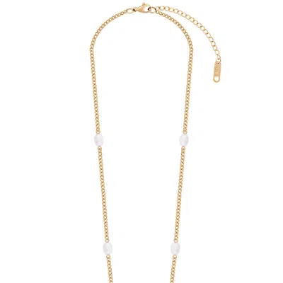 Simply Rhona Grace Peal Necklace In 18k Gold Plated Stainless Steel