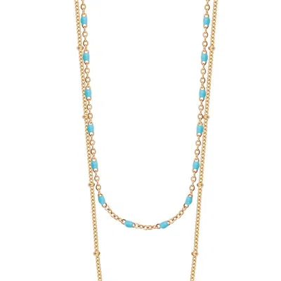 Simply Rhona Opulence Layered Bead Chain Necklace In 18k Gold Plated Stainless Steel