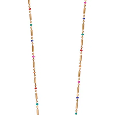 Simply Rhona Spirited Bohemian Multi-color Enamel Necklace In 18k Gold Plated Stainless Steel