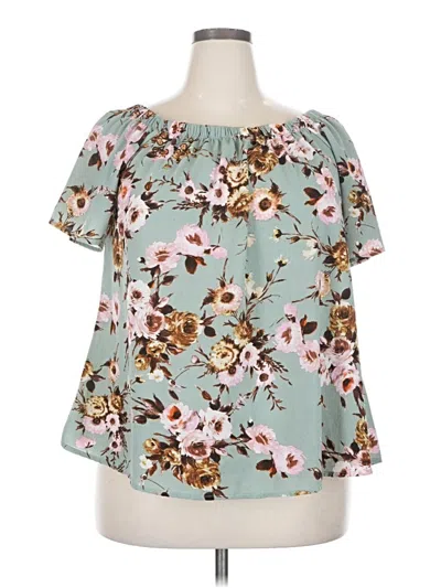 Pre-owned Simply Ruby Short Sleeve Blouse In Teal
