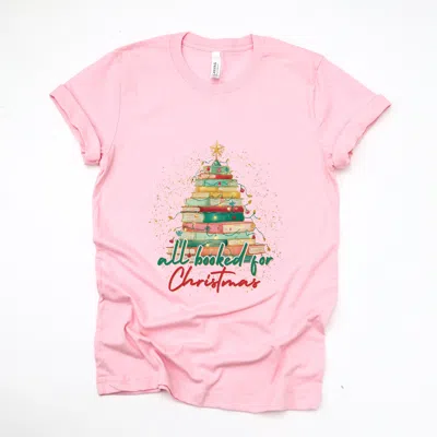 Simply Sage Market All Booked For Christmas Sparkle - Women's Short Sleeve Graphic T-shirt In Pink