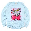 Simply Sage Market Cherry Hearts Grunge - Women's Garment Dyed Long Sleeve Graphic T-shirt In Blue