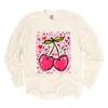 Simply Sage Market Cherry Hearts Grunge - Women's Garment Dyed Long Sleeve Graphic T-shirt In Multi