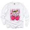 Simply Sage Market Cherry Hearts Grunge - Women's Garment Dyed Long Sleeve Graphic T-shirt In White