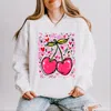 Simply Sage Market Cherry Hearts Grunge - Women's Lightweight Garment Dyed Sweatshirt In White