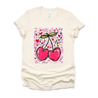 Simply Sage Market Cherry Hearts Grunge - Women's Short Sleeve Graphic T-shirt In Neutral