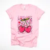 Simply Sage Market Cherry Hearts Grunge - Women's Short Sleeve Graphic T-shirt In Pink