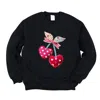 Simply Sage Market Cherry Hearts Patchwork Print - Women's Graphic Sweatshirt In Black