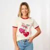 Simply Sage Market Cherry Hearts Patchwork Print - Women's Ringer Graphic T-shirt In Multi
