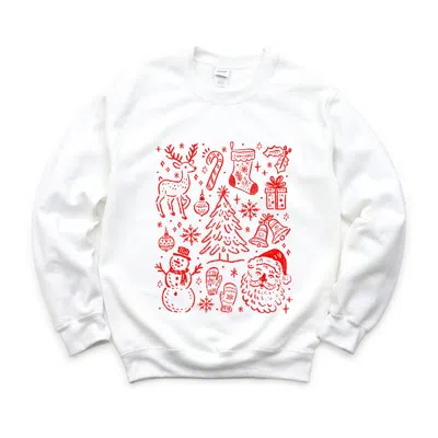 Simply Sage Market Christmas Chalk Icons - Women's Graphic Sweatshirt In White