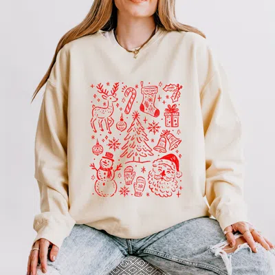 Simply Sage Market Christmas Chalk Icons - Women's Lightweight Garment Dyed Sweatshirt In Multi