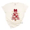 Simply Sage Market Christmas Tree Red Patchwork Print - Women's Garment Dyed Graphic T-shirt In Multi