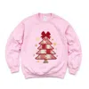 Simply Sage Market Christmas Tree Red Patchwork Print - Women's Graphic Sweatshirt In Pink