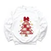 Simply Sage Market Christmas Tree Red Patchwork Print - Women's Graphic Sweatshirt In White