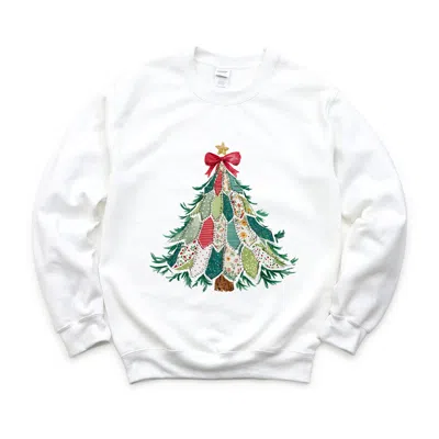 Simply Sage Market Christmas Tree Stitched - Women's Graphic Sweatshirt In White