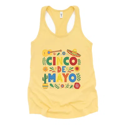 Simply Sage Market Cinco De Mayo Icons - Women's Graphic Racerback Tank Top In Yellow