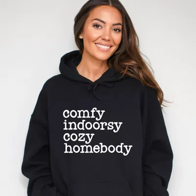 Simply Sage Market Comfy Indoorsy Cozy Homebody - Women's Graphic Hoodie In Black