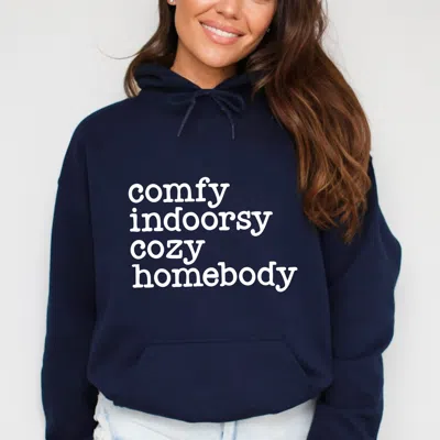 Simply Sage Market Comfy Indoorsy Cozy Homebody - Women's Graphic Hoodie In Blue