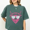 Simply Sage Market Cow Heart Glasses Glitter - Women's Garment Dyed Graphic T-shirt In Yellow