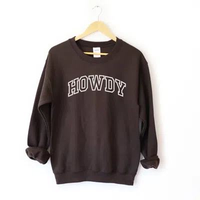 Simply Sage Market Embroidered Howdy Varsity Outline - Women's Graphic Sweatshirt In Gold