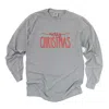 Simply Sage Market Embroidered Merry Christmas - Women's Garment Dyed Long Sleeve Graphic T-shirt In Gray