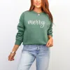 Simply Sage Market Embroidered Merry Cursive - Women's Graphic Sweatshirt In Green