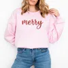 Simply Sage Market Embroidered Merry Cursive - Women's Graphic Sweatshirt In Pink