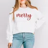 Simply Sage Market Embroidered Merry Cursive - Women's Graphic Sweatshirt In White