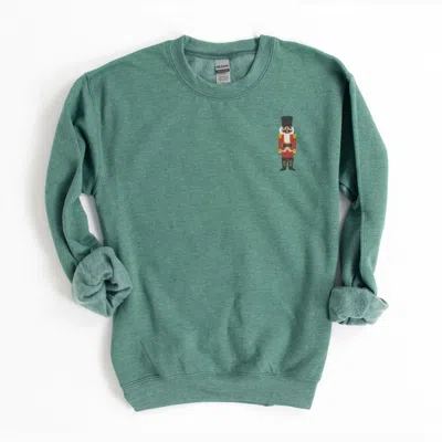 Simply Sage Market Embroidered Nutcracker - Women's Graphic Sweatshirt In Green